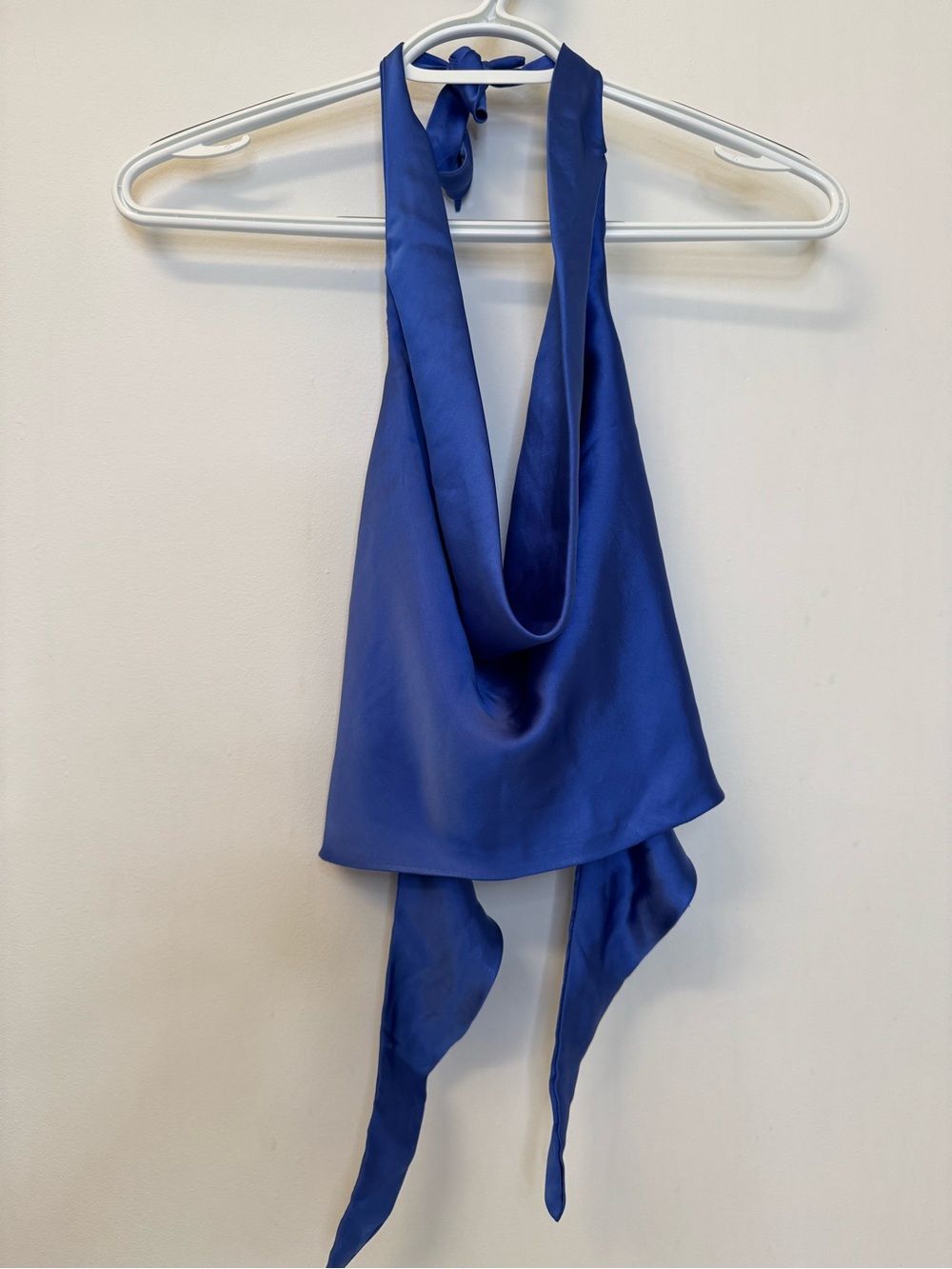Zara Royal Blue Satin Halter Scarf Top